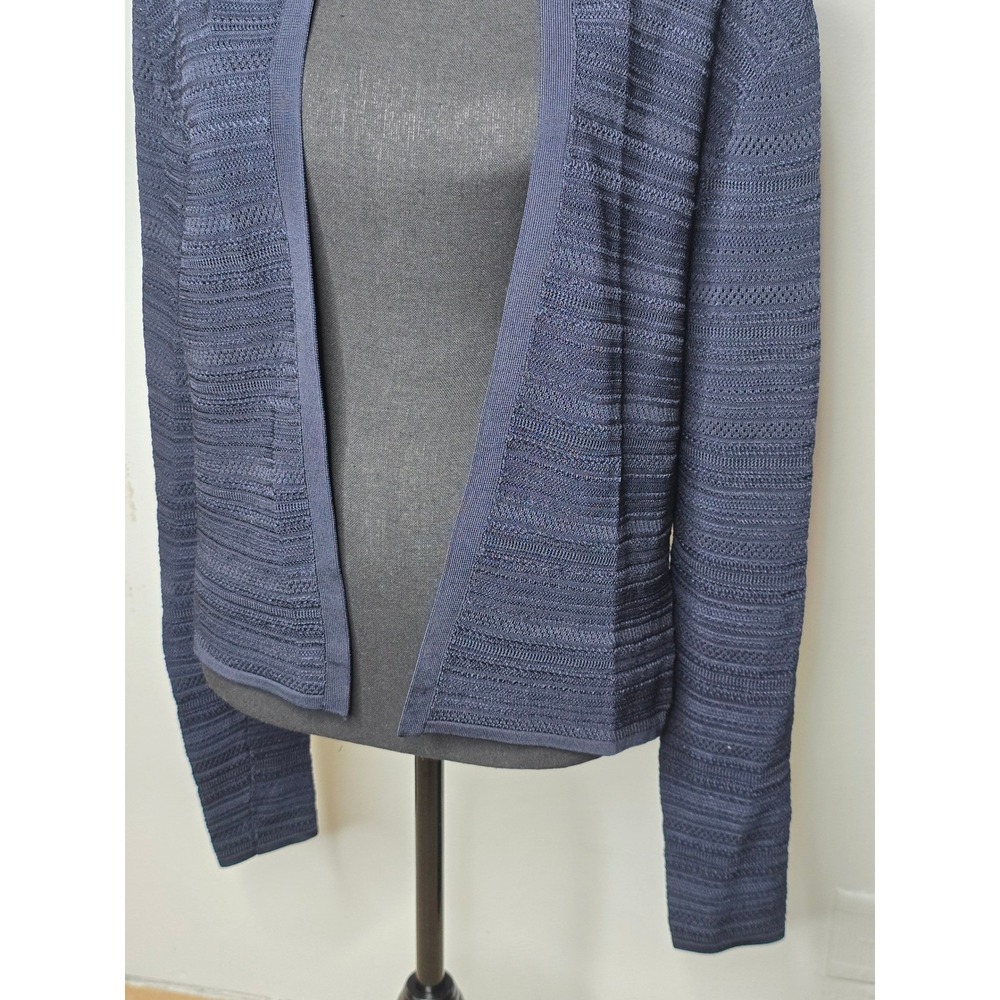 Ralph Lauren Black Label Navy Open Front Textured Knit Cardigan Size L - Picture 4 of 11